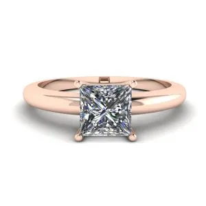 Einfacher Solitärring im Princess-Schliff aus Roségold