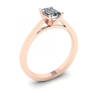 Futuristischer Diamantring im Smaragdschliff aus 18 Karat Roségold - Foto 3