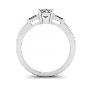 Ovaler, seitlicher Baguette-Diamantring aus Weißgold - Foto 1
