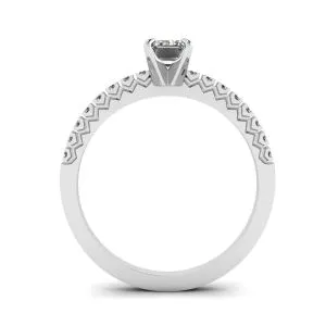 Diamantring im Smaragdschliff mit Pavé-Fassung - Foto 1