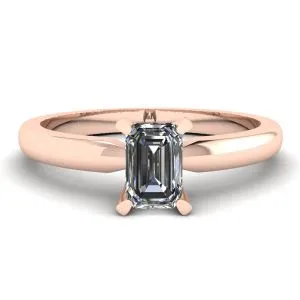 Rechteckiger Diamantring aus Weiß-Roségold