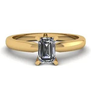 Rechteckiger Diamantring aus Weiß-Gelbgold