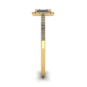 Diamantring im Smaragdschliff mit Halo-Gelbgold - Foto 2