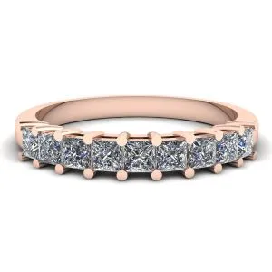 Ring mit 9 quadratischen Prinzessinnendiamanten aus Roségold