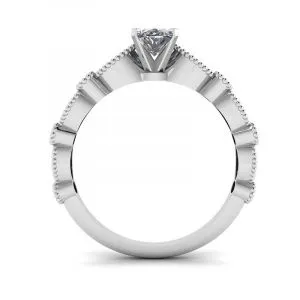 Ovaler Ring im romantischen Stil mit Diamanten aus Weißgold - Foto 1