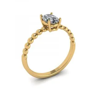 Ring aus 18-karätigem Gelbgold mit ovalem Diamant und Perlen - Foto 3