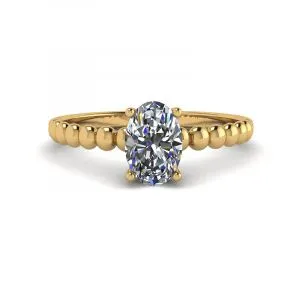 Ring aus 18-karätigem Gelbgold mit ovalem Diamant und Perlen