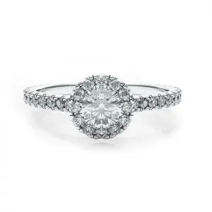 Ring aus 18-karätigem Weißgold mit rundem Diamanten im Heiligenschein