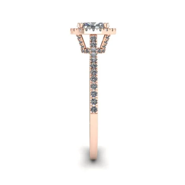 Halo-Diamant-Ring im Ovalschliff aus 18 Karat Roségold - Foto 2