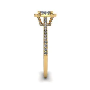 Halo-Diamant-Ring im Ovalschliff aus 18 Karat Gelbgold - Foto 2