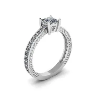 Diamantring im orientalischen Stil im Prinzessschliff mit Pavé - Foto 3