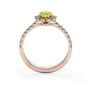1,13 ct ovaler gelber Diamantring mit Halo-Roségold - Foto 1
