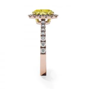 1,13 ct ovaler gelber Diamantring mit Halo-Roségold - Foto 3