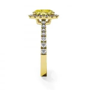 1,13 ct ovaler gelber Diamantring mit Halo-Gelbgold - Foto 3