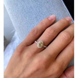 1,13 ct ovaler gelber Diamantring mit Halo-Gelbgold - Foto 4