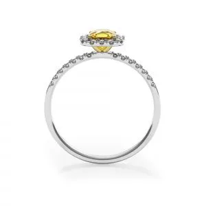 Kissenring mit 1/2 ct gelbem Diamant und Heiligenschein - Foto 1