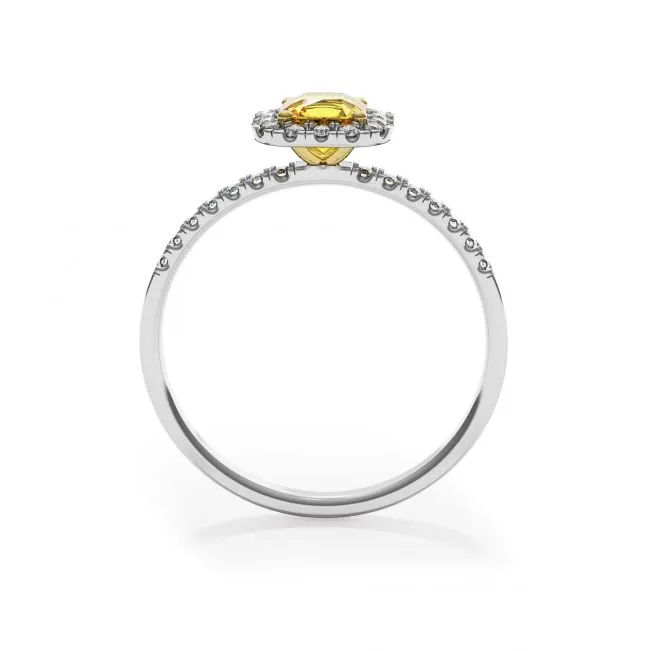 Kissenring mit 1/2 ct gelbem Diamant und Heiligenschein - Foto 1