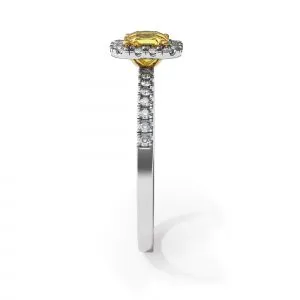 Kissenring mit 1/2 ct gelbem Diamant und Heiligenschein - Foto 2