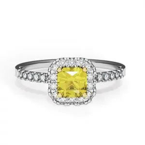 Kissenring mit 1/2 ct gelbem Diamant und Heiligenschein