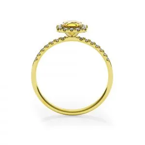 Kissenring mit 0,5 ct gelbem Diamant und Halo-Gelbgold - Foto 1
