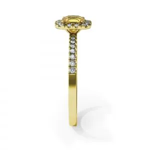 Kissenring mit 0,5 ct gelbem Diamant und Halo-Gelbgold - Foto 2