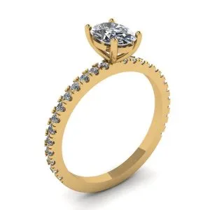 Ovaler Diamantring mit Pavé-Pavé in Gelbgold - Foto 3