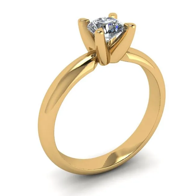 Solitär-Diamantring in V-Form aus Gelbgold - Foto 3
