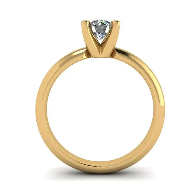 Solitär-Diamantring in V-Form aus Gelbgold - Foto 1