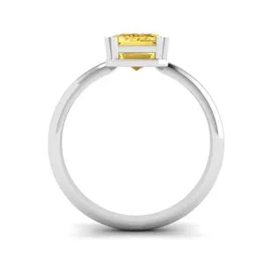 2 Karat gelber Saphirring im Smaragdschliff aus Weißgold - Foto 1