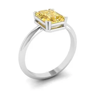 2 Karat gelber Saphirring im Smaragdschliff aus Weißgold - Foto 3