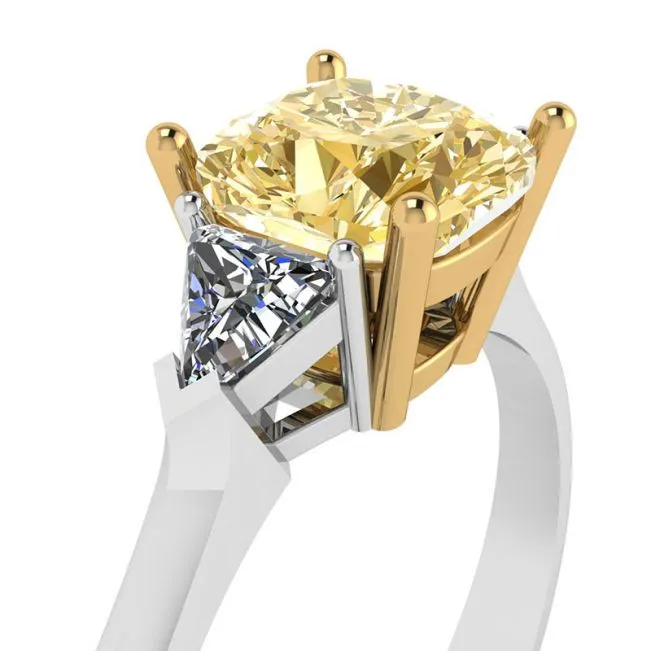 1 Karat kissenförmiger gelber Diamant mit seitlichem Billionenring - Foto 1