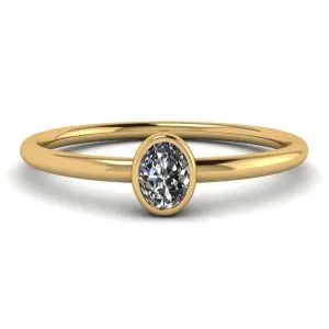 Ovaler kleiner Diamantring La Promesse aus Gelbgold