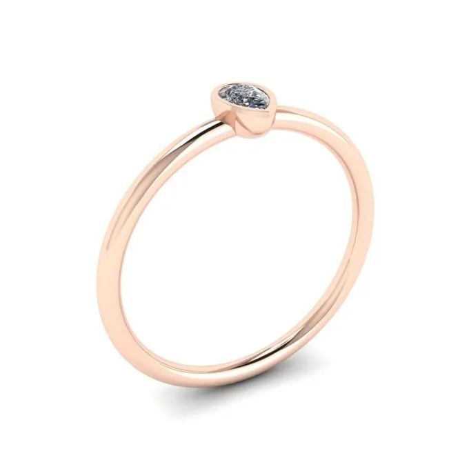 Kleiner Ring mit Birnendiamant La Promesse aus Roségold - Foto 3