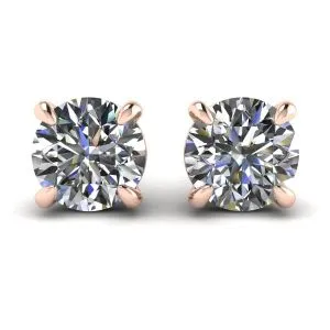 Perfekte runde Diamant-Ohrstecker aus Roségold