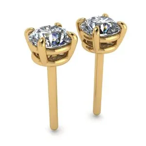 Perfekte runde Diamant-Ohrstecker aus Gelbgold - Foto 2