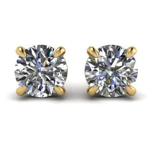 Perfekte runde Diamant-Ohrstecker aus Gelbgold