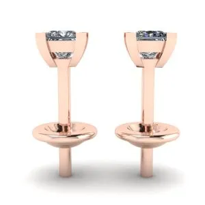 Ohrstecker mit Diamanten im Prinzessschliff aus Roségold - Foto 1