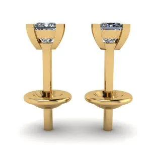 Ohrstecker mit Diamanten im Prinzessschliff, Gelbgold - Foto 1