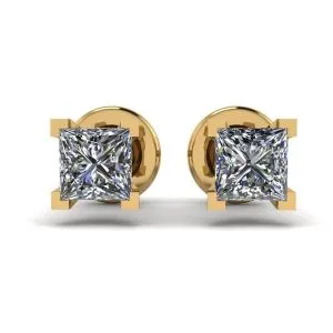 Ohrstecker mit Diamanten im Prinzessschliff, Gelbgold