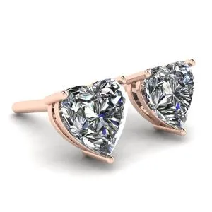 Herzförmige Diamant-Ohrstecker aus Roségold - Foto 2