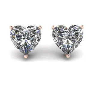 Herzförmige Diamant-Ohrstecker aus Roségold
