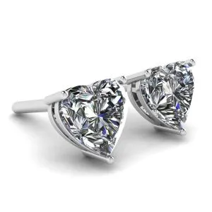 Herzförmige Diamant-Ohrstecker aus Weißgold - Foto 2