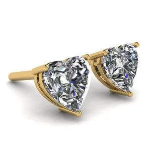 Herzförmige Diamant-Ohrstecker aus Gelbgold - Foto 2