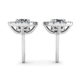Runde Diamant-Halo-Ohrstecker aus 18 Karat Weißgold - Foto 1