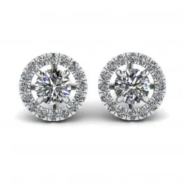 Runde Diamant-Halo-Ohrstecker aus 18 Karat Weißgold