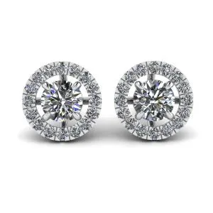 Runde Diamant-Halo-Ohrstecker aus 18 Karat Weißgold