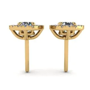 Runde Diamant-Halo-Ohrstecker aus 18 Karat Gelbgold - Foto 1
