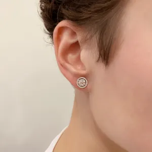 Runde Diamant-Halo-Ohrstecker aus 18 Karat Gelbgold - Foto 3