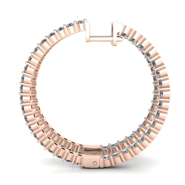 Dünne Creolen mit Diamanten aus Roségold - Foto 1