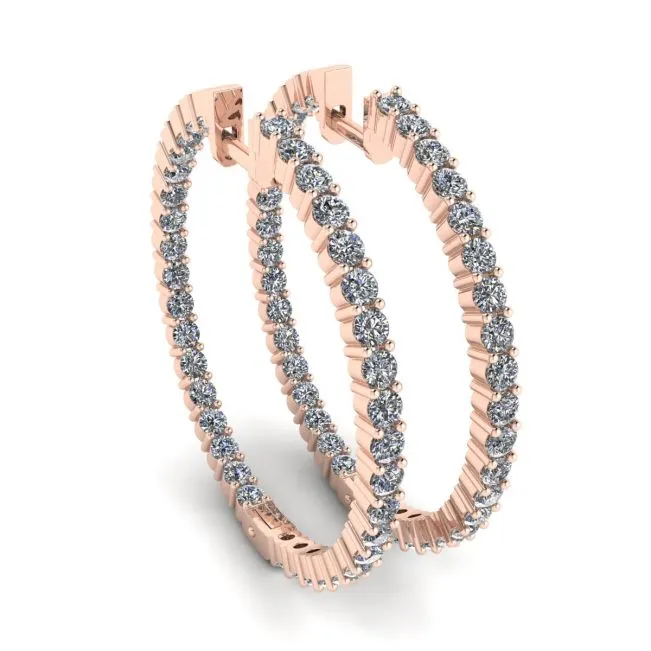 Dünne Creolen mit Diamanten aus Roségold
